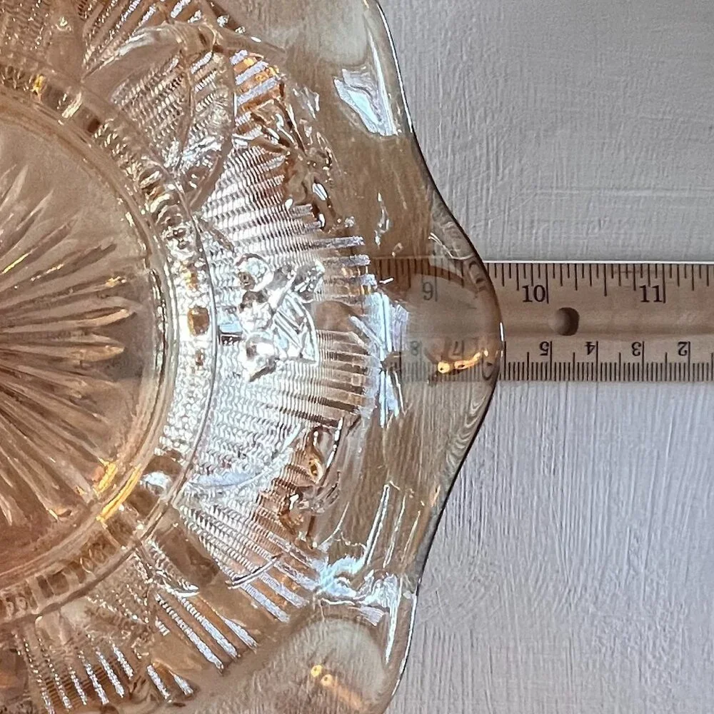 Stunning Jeannette Carnival Glass Ruffled Bowl Vintage Marigold‎ Iris Design